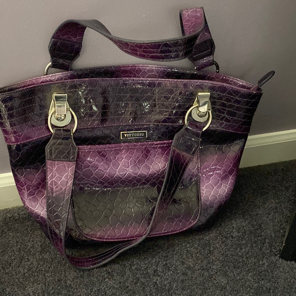 Vittorio Purple Snake Skin Shoulder Bag